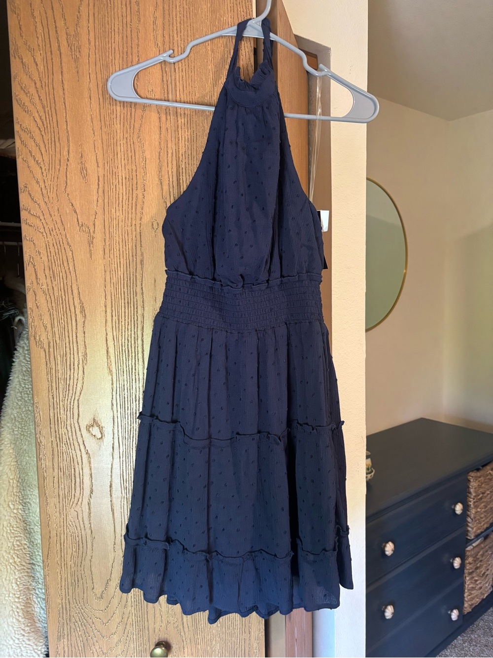 Speechless Navy Halter Tiered Mini Dress